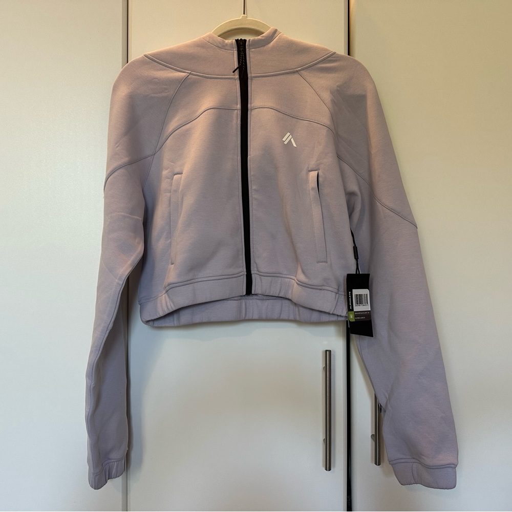 NEW Alphalete ELMTS Crop Full Zip Jacket Size M Lilac Women’s